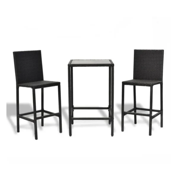 3PCS Outdoor Patio Bar Set (Black)