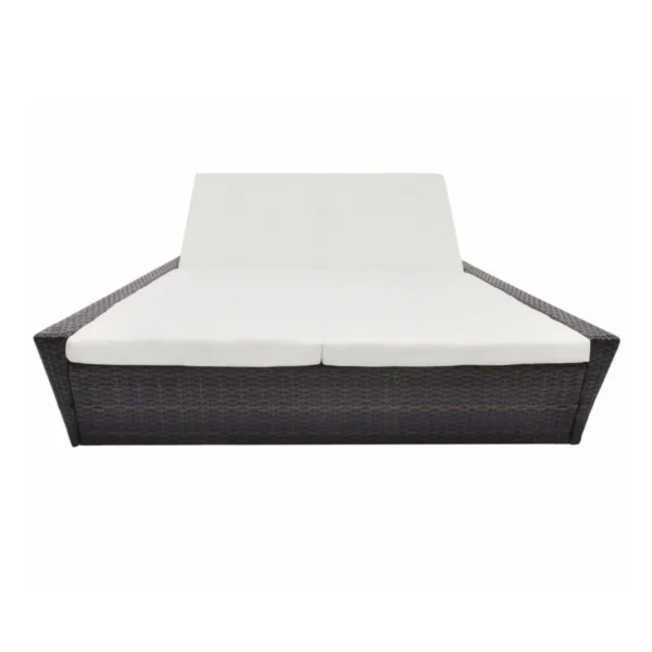 Outdoor Rattan Wicker Daybed (Dark Brown & White)