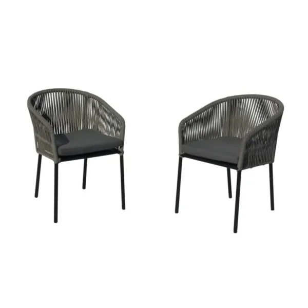 2-Piece Outdoor Rope Chair Set with Cushions (Grey & Black)