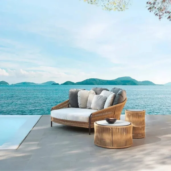 Outdoor Rope Daybed Set (Beige/Off-White)