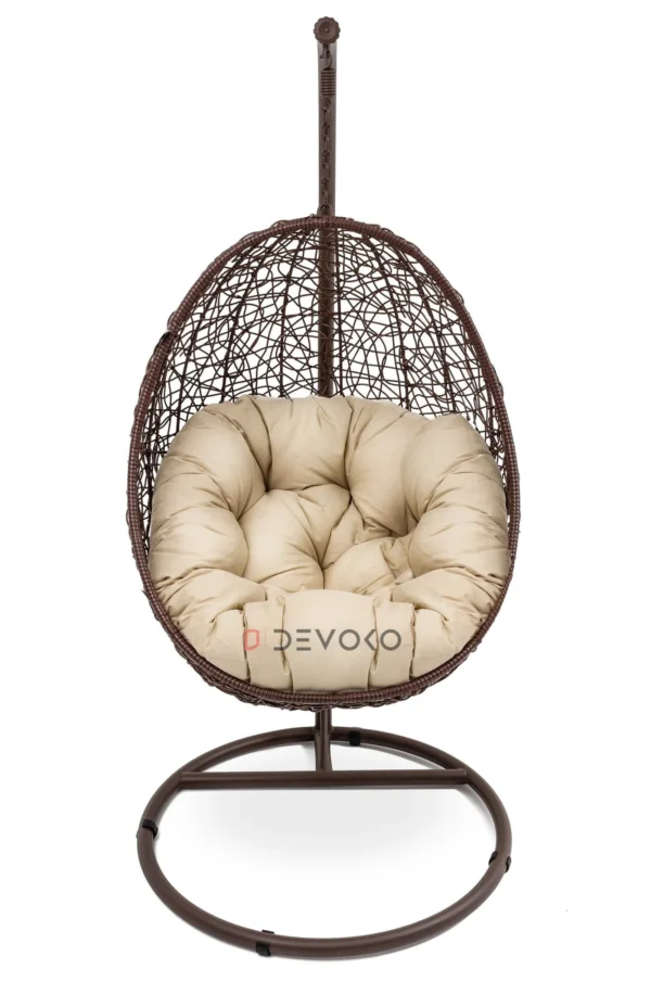 Single Seater Rattan & Wicker Swing (Brown & Cream)