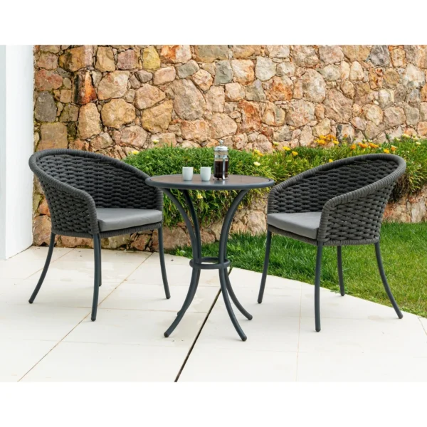 3-Piece Outdoor Rope Patio Set (Grey)