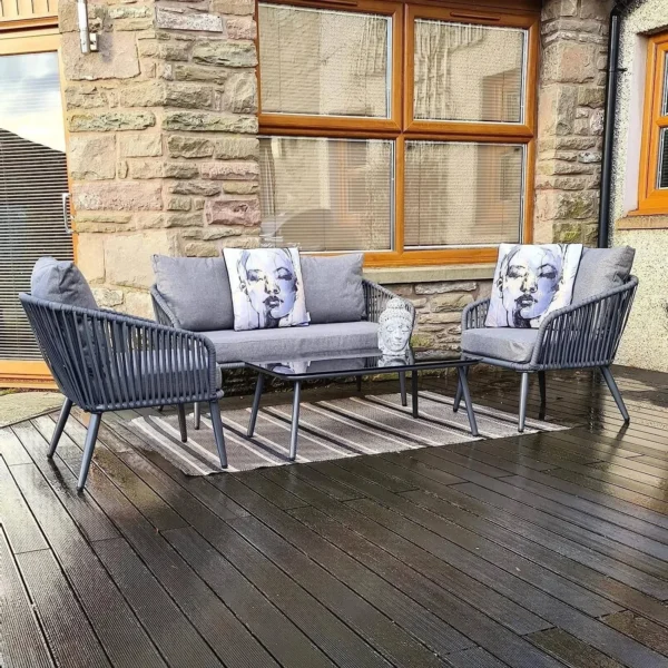 4 Seater Sofa Rope Furniture Set (Grey)