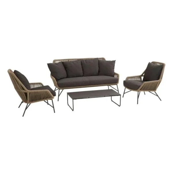 4-Piece Rope Conversation Set (Beige and Black)