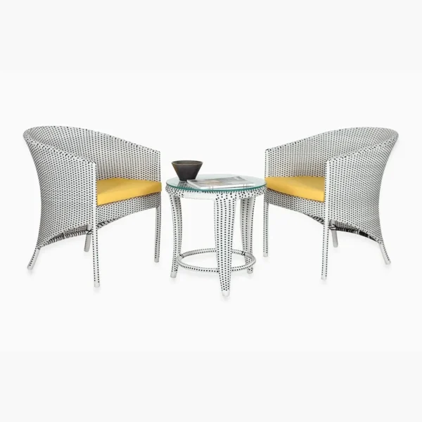 3-Piece Patio Bistro Set (White and Yellow)