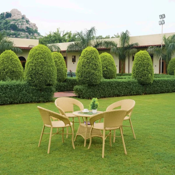 5-Piece Outdoor Rattan Wicker Patio Bistro Set (Beige)