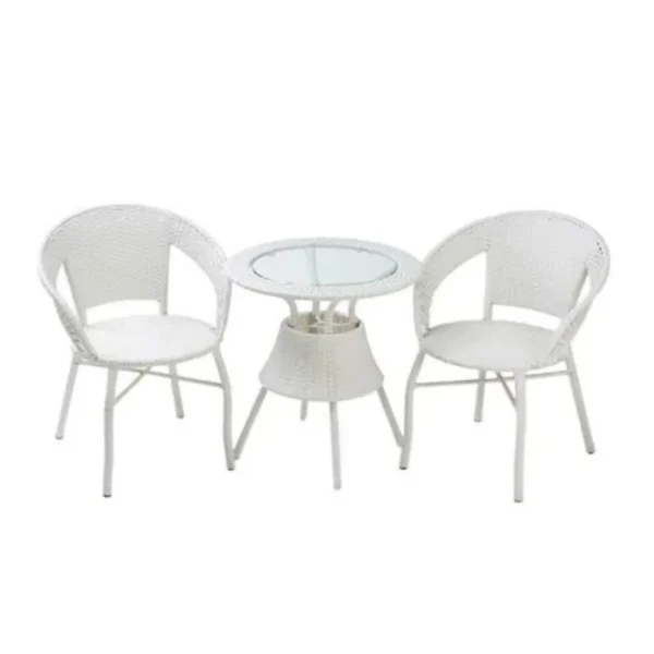 3 Piece Wicker Patio Set – Balcony/Backyard – White