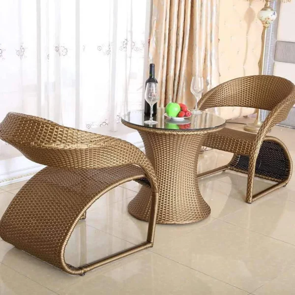 3-Piece Rattan Patio Furniture Set(Golden)