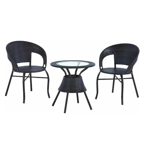 Wicker Patio Conversation Set – Rattan Chair/Table – Poolside/Balcony