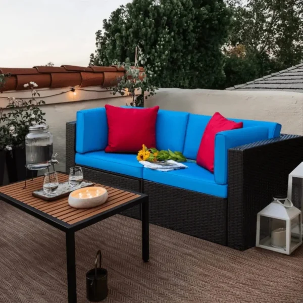 1 Piece Patio Furniture Set, Outdoor Sectional Sofa (Dark Brown)