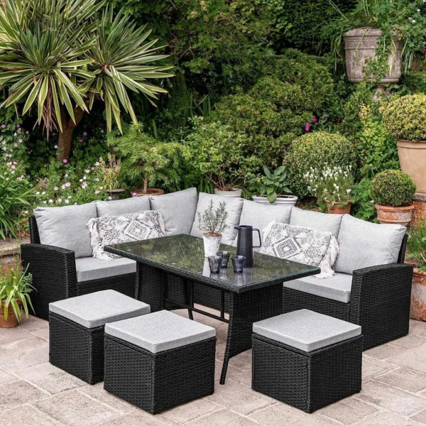 6-Piece All-Weather Wicker Patio Furniture Set (Black/Grey)