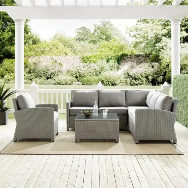 4-Piece Silver Outdoor Sectional Sofa Set