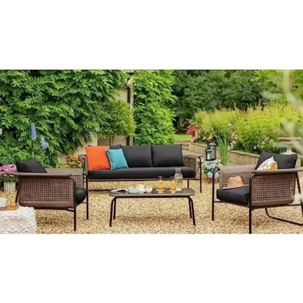Devoko 5 Seater Outdoor Lounge Sofa – Center Table – Patio/Garden