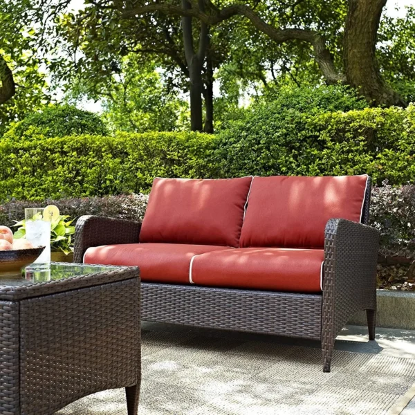 Patio Furniture Set 1-Piece (Dark Brown & Red)