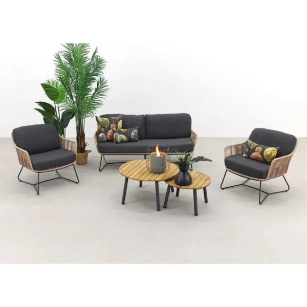 Bistro Loveseat Set (Beige and Black)