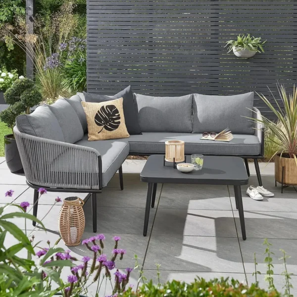 L-Shaped Conversation Sofa Set (Grey)