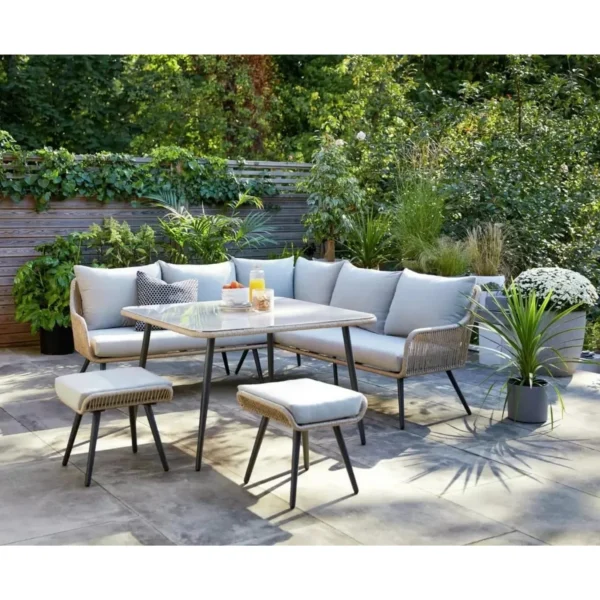 Rope L Shape Sofa Set (Beige & Grey)