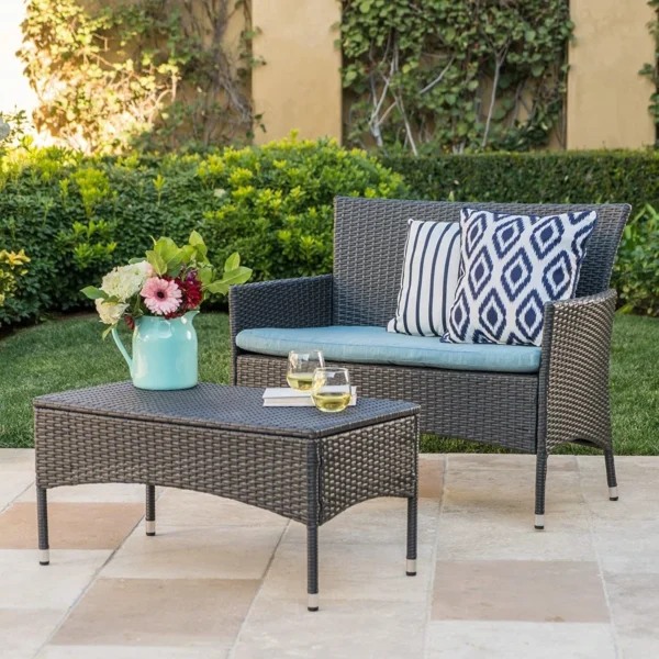 Patio Conversation Set 2-Piece (Sky Blue/Black)